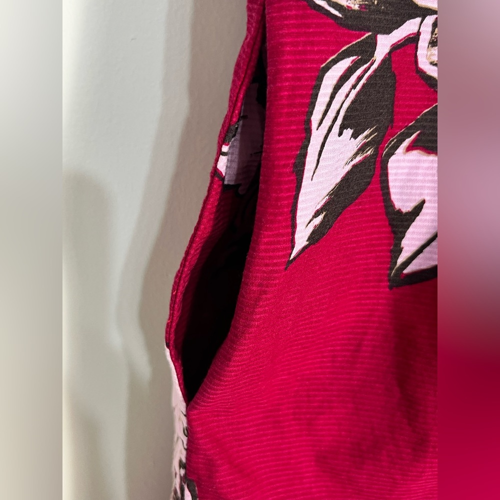 Anthropologie Maeve Floral Dagmar Red Pink/White Floral Shirt Dress Size 8 - Picture 5 of 12
